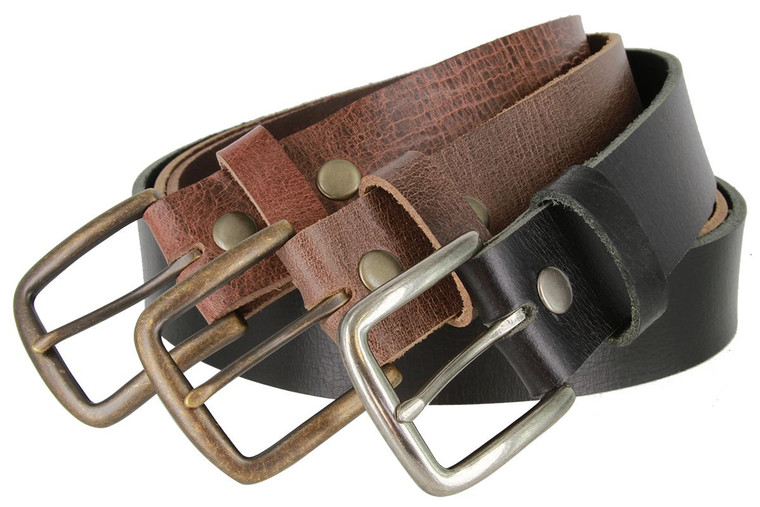 Antique Vintage Buckle Genuine Full Grain Leather Belt 1-1/2"(38mm) Wide Made in U.S.A