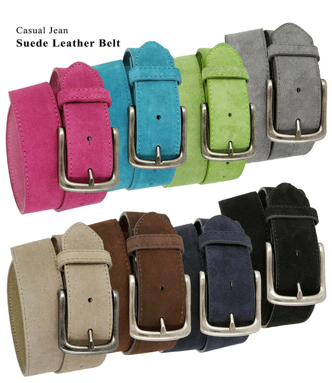 CX160 Antique Classic Buckle Suede Leather Casual Jean Belt 1-1/2"(38mm) Wide