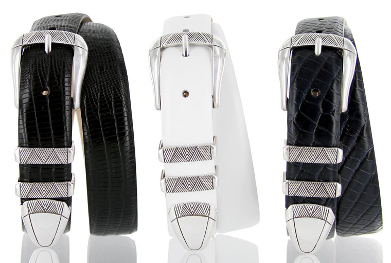 Martin Genuine Full-Grain Cowhide Leather Designer Golf Dress Belt 1-1/8"(30mm) Wide