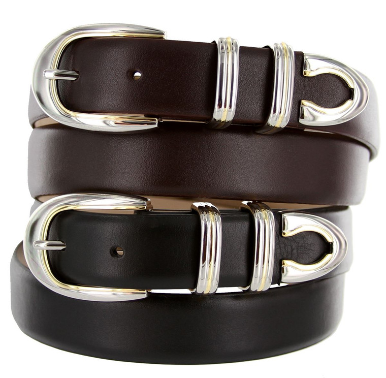 Conrondo Genuine Full-Grain Cowhide Leather Designer Golf Dress Belt 1-1/8"(30mm) Wide