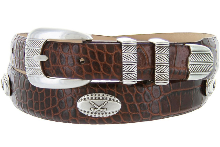 Golf Tour Conchos Genuine Full-Grain Cowhide Leather Designer Dress Golf Belt