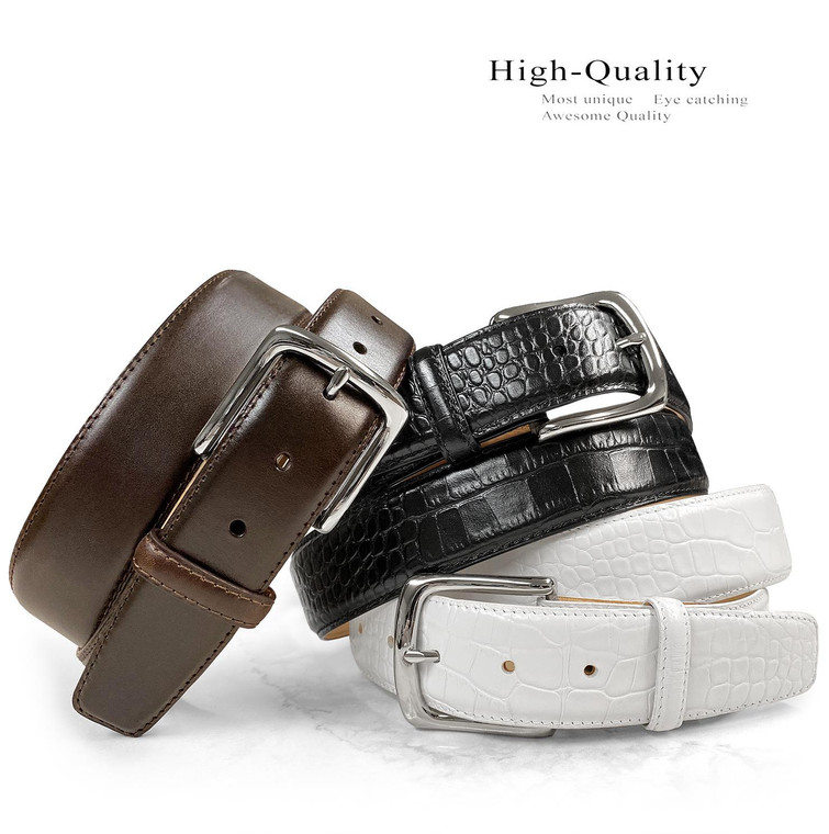 Valley View Classic Buckle Genuine Full-Grain Cowhide Leather Casual Belt 1-1/2"(38mm) Wide