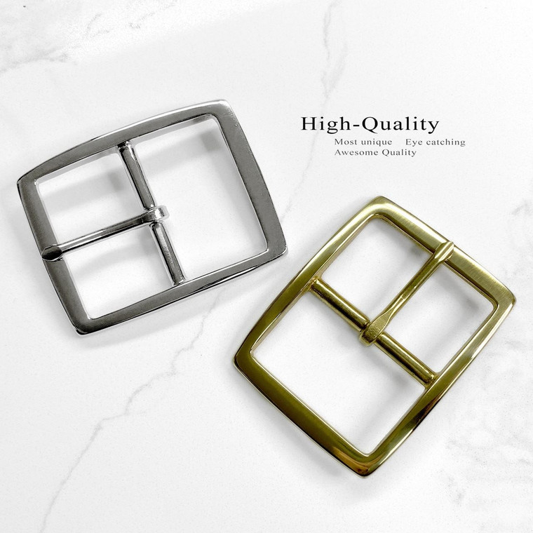 S002B Rectangle Buckle Solid Brass Buckle Center Bar Single Prong Buckle