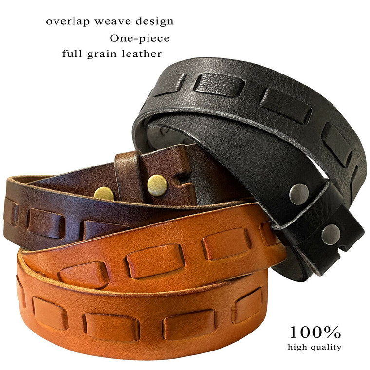 383000 Genuine Full Grain Leather Belt Strap with Overlapped Leather 1-1/2"(38mm) Wide