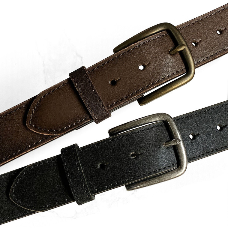 JT11082 Vintage Classic Buckle Casual Jean Belt Genuine Leather Belt 1-1/2"(38mm) Wide