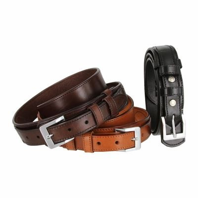 Genuine Full Grain Leather Smooth Plain Leather Western Ranger Belt 1-1/2" Taper to 1"