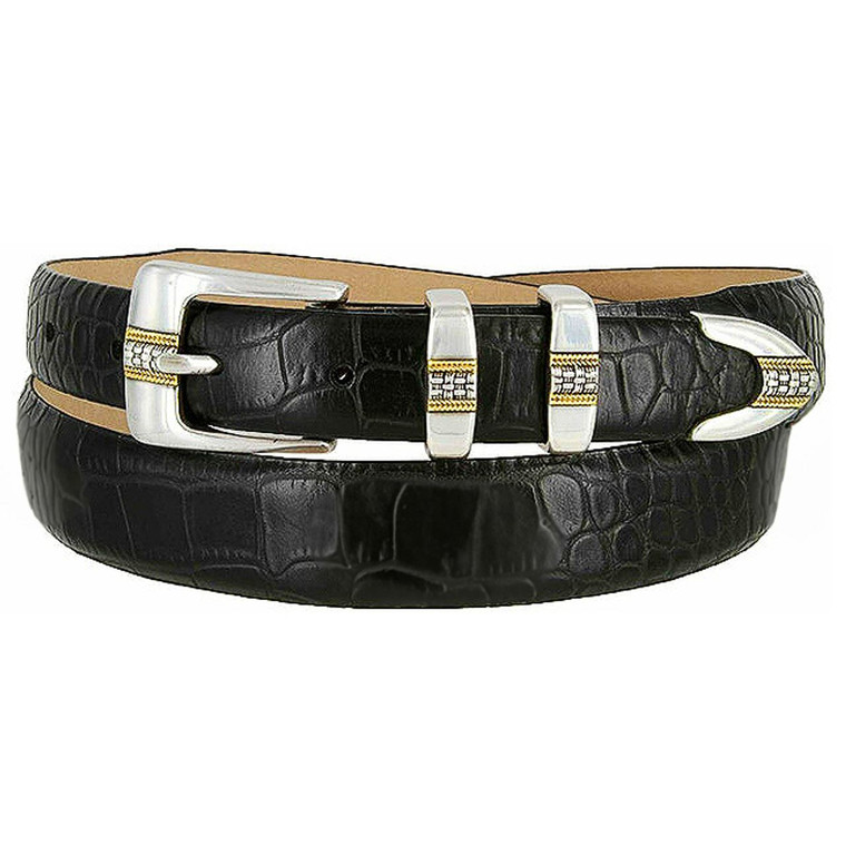Monroe Men's Genuine Full-Grain Cowhide Leather Designer Dress Belt 1" (24/29) Taper