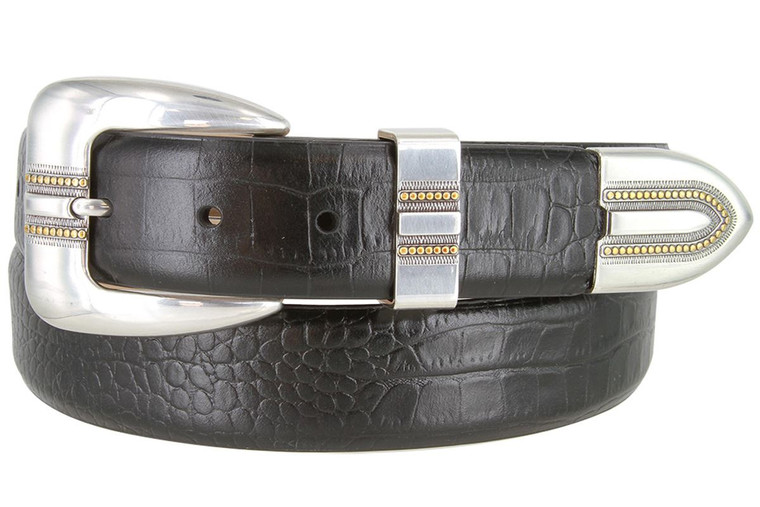 Wicklow Genuine Full-Grain Cowhide Leather Designer Dress Belt 1-3/8"(35mm) Wide