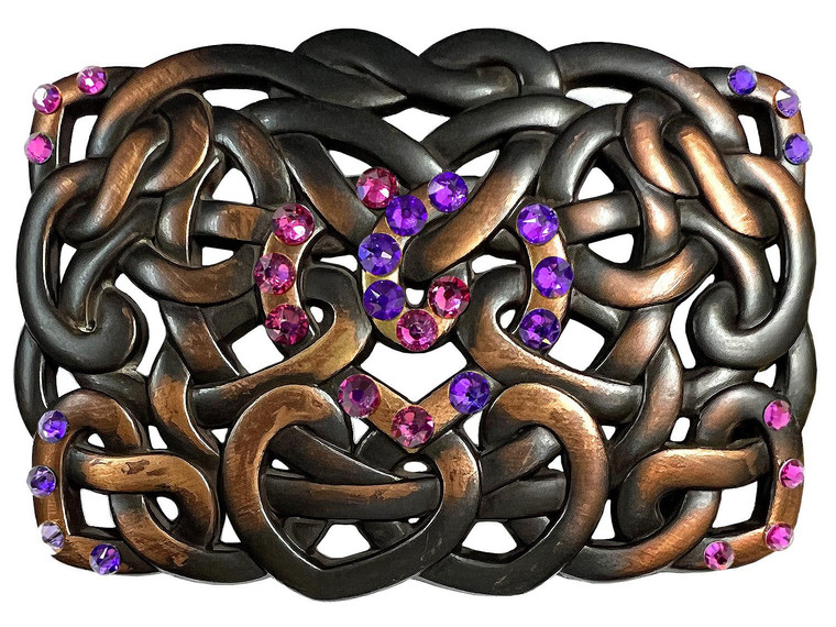 Forbidden Desire Antique Celtic Intertwined Heart Engraved Rhinestone Buckle Fits 1-1/2"(38mm) Belt