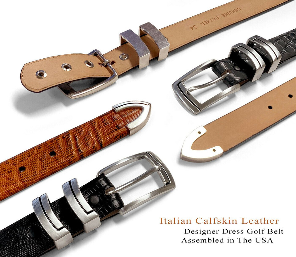 Harbor Italian Calfskin Genuine Leather Designer Golf Dress Belt 11/8