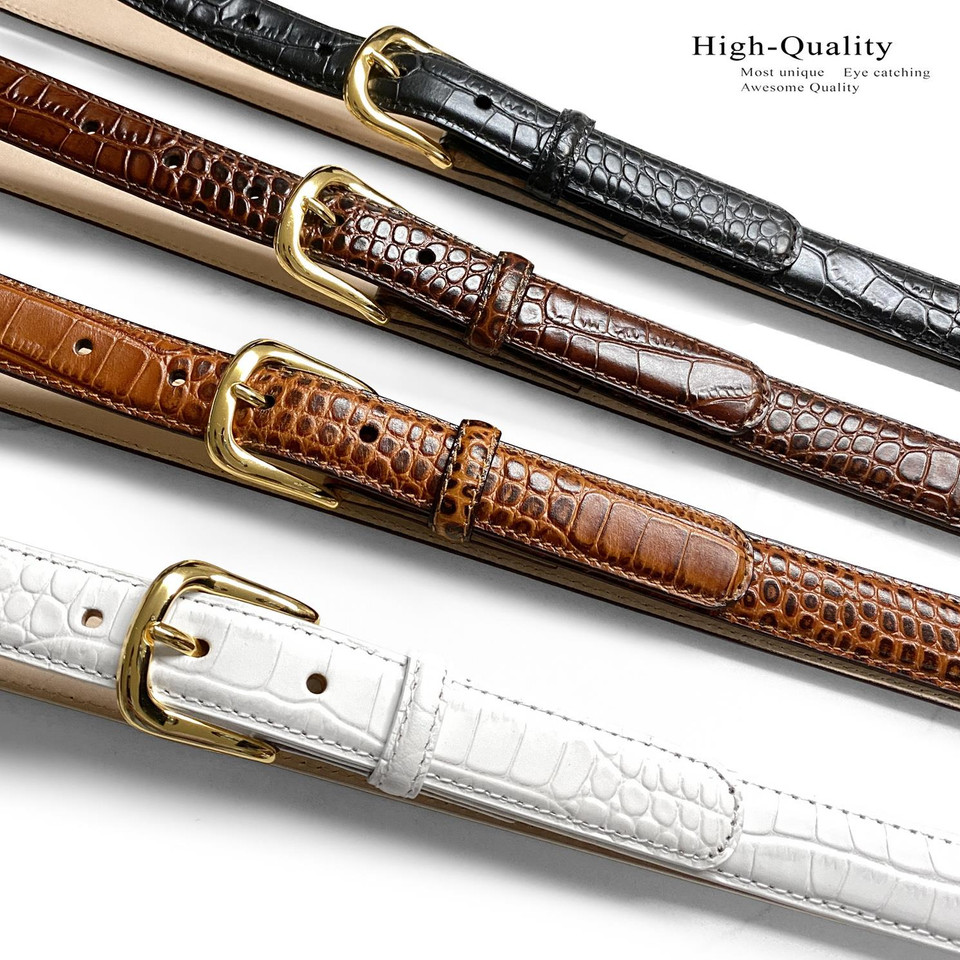 Classic Women's Dress Belt - 1" Wide Genuine Full-Grain Cowhide Leather - Timeless Style