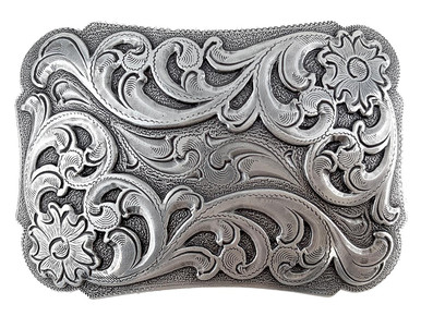 Western Silver‎ Tone Oval Belt Buckle Engraved Paisley Floral Scroll Filigree economic-line-nocona-silver-  main image 3
