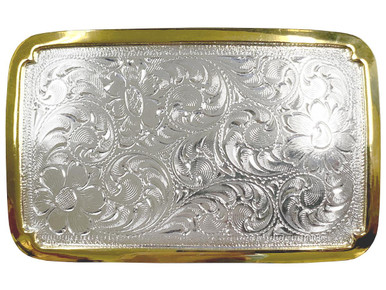 Western Floral Scroll Engraved Belt Buckle Fits 1-1/2(38mm) Belt Strap  (Copper)