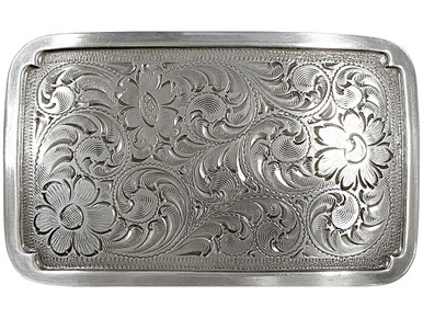 Antique Silver Western Floral Scroll Engraved Belt Buckle  display picture 2
