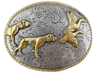 Western Bright Gold Silver Engraved American Eagle Belt Buckle 