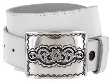 Taos Southwestern Antique Floral Engraved Buckle Genuine Full