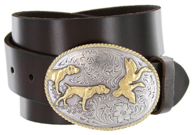 Western Hunting Dogs Buckle Genuine Full Grain Leather  display picture 1