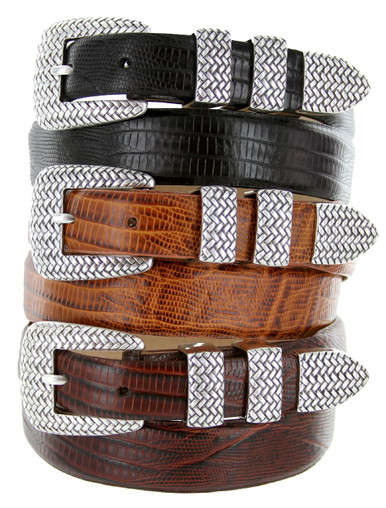 Wehmeier’s Genuine Java Lizard Steer Hide Belt Authentic Java Lizard Men main image 3