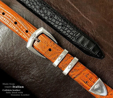 Orange Belt Mens Replacement Strap For Louis Vuitton Buckles Real Leather  35mm