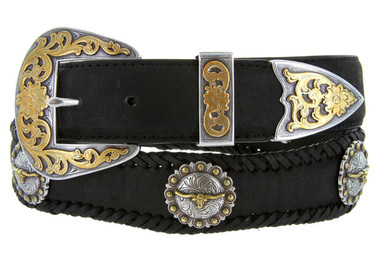 Laredo Gold Longhorn Steer Conchos Crazy Horse Scalloped
