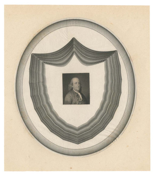 Benjamin Franklin Engraved Portrait with Guilloché Security Border