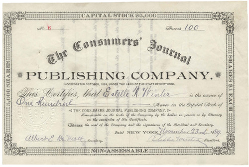 The Consumers' Journal Publishing Co. Stock