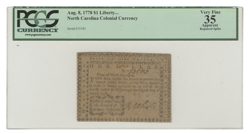 North Carolina Colonial Currency - Fr. NC-173a North Carolina Colonial Currency - Fr. NC-173a