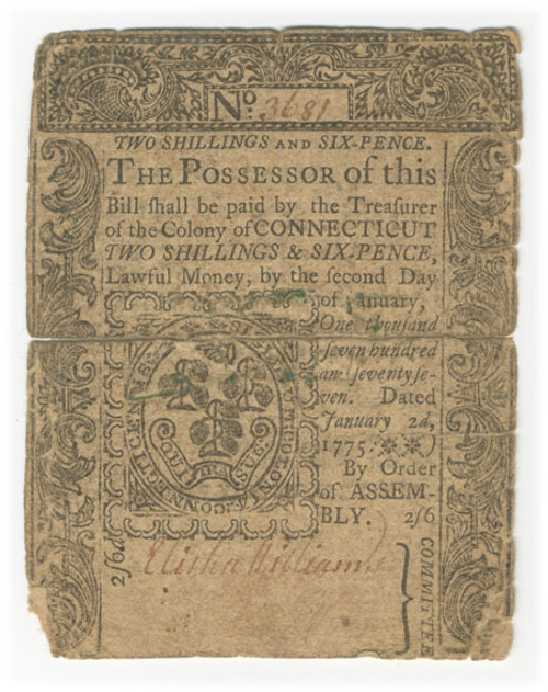 Connecticut Colonial Currency - FR. CT-174 Connecticut Colonial Currency - FR. CT-174