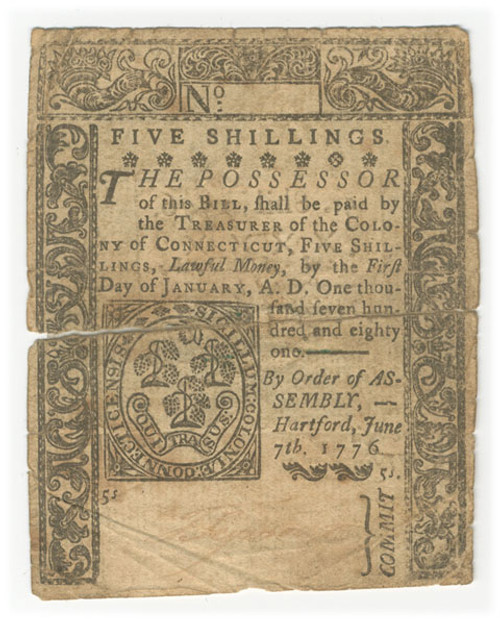 Connecticut Colonial Currency - FR. CT-199 Connecticut Colonial Currency - FR. CT-199