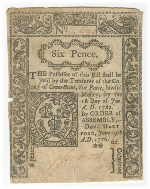Connecticut Colonial Currency - FR. CT-205 Connecticut Colonial Currency - FR. CT-205