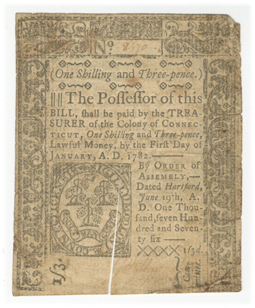 Connecticut Colonial Currency - FR. CT-208 Connecticut Colonial Currency - FR. CT-208