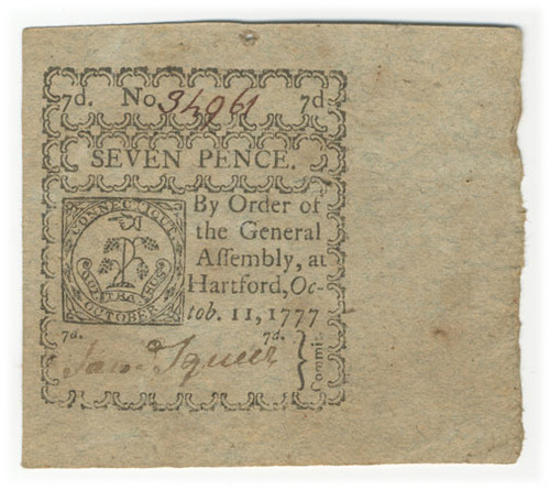 Connecticut Colonial Currency - FR. CT-218 Connecticut Colonial Currency - FR. CT-218