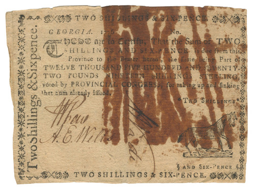 Georgia Colonial Currency - FR. GA-65b. Georgia Colonial Currency - FR. GA-65b.