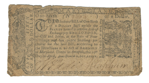 Maryland Colonial Currency - FR. MD-61 Maryland Colonial Currency - FR. MD-61