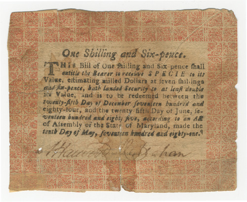 Maryland Colonial Currency - FR. MD-128 Maryland Colonial Currency - FR. MD-128