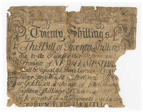New Hampshire Colonial Currency - Twenty Shillings New Hampshire Colonial Currency - Twenty Shillings