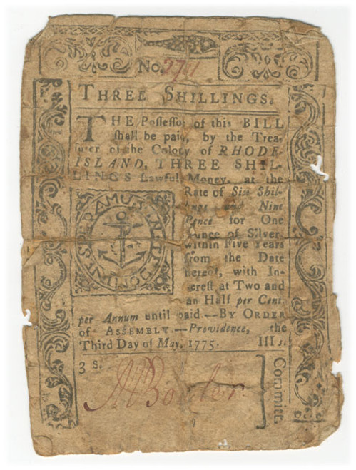 Rhode Island Colonial Currency - FR. RI-179 Rhode Island Colonial Currency - FR. RI-179