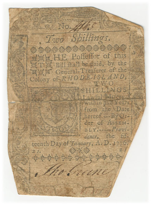 Rhode Island Colonial Currency - FR. RI-221 Rhode Island Colonial Currency - FR. RI-221