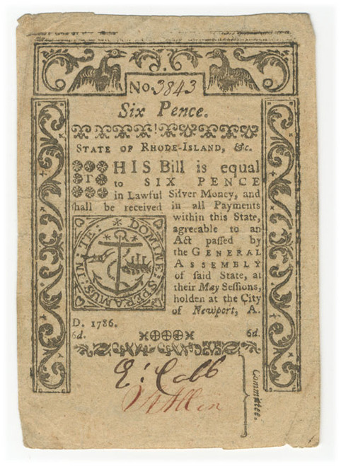 Rhode Island Colonial Currency - FR. RI-290 Rhode Island Colonial Currency - FR. RI-290