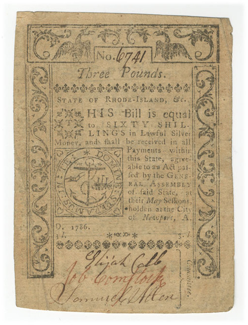 Rhode Island Colonial Currency - FR. RI-301 Rhode Island Colonial Currency - FR. RI-301