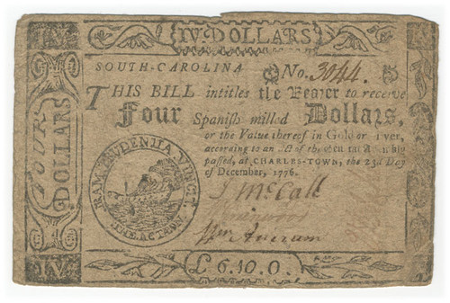 South Carolina Colonial Currency - Fr. SC-138a South Carolina Colonial Currency - Fr. SC-138a