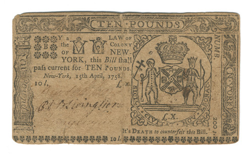 New York Colonial Currency - FR. NY-154 New York Colonial Currency - FR. NY-154