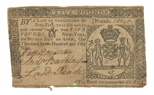 New York Colonial Currency - FR. NY-156 New York Colonial Currency - FR. NY-156