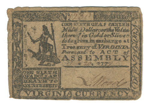 Virginia Colonial Currency - FR. VA-122 Virginia Colonial Currency - FR. VA-122