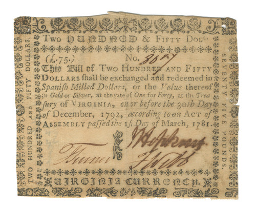 Virginia Colonial Currency - FR. VA-207a