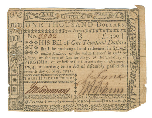 Virginia Colonial Currency - FR. VA-222 Virginia Colonial Currency - FR. VA-222