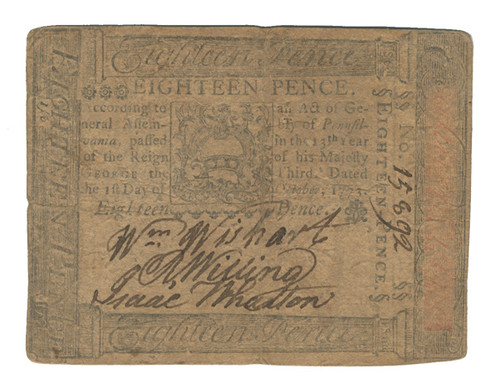 Pennsylvania Colonial Currency - FR. PA-163 Pennsylvania Colonial Currency - FR. PA-163