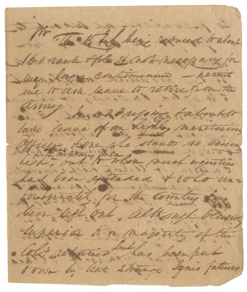 Civil War–Era Draft Letter Concerning Army Retirement and Political Influence