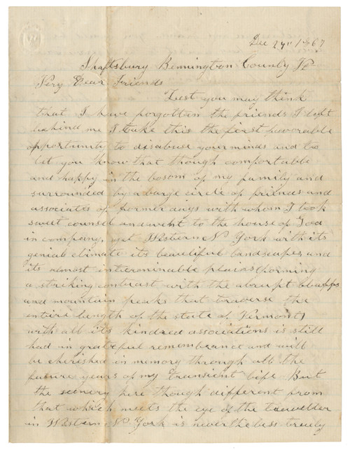 Autograph Letter Signed (“Allen Roser”), Shaftsbury, Vermont