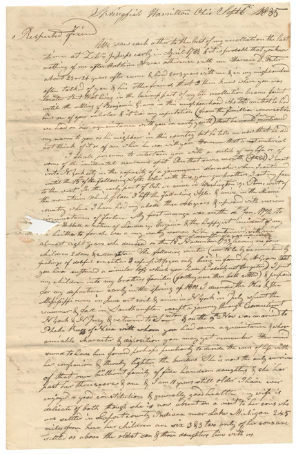 Ohio Autograph Letter – Early Western Migration, Religion, and Jacksonian Politics – Signed Luke Foster